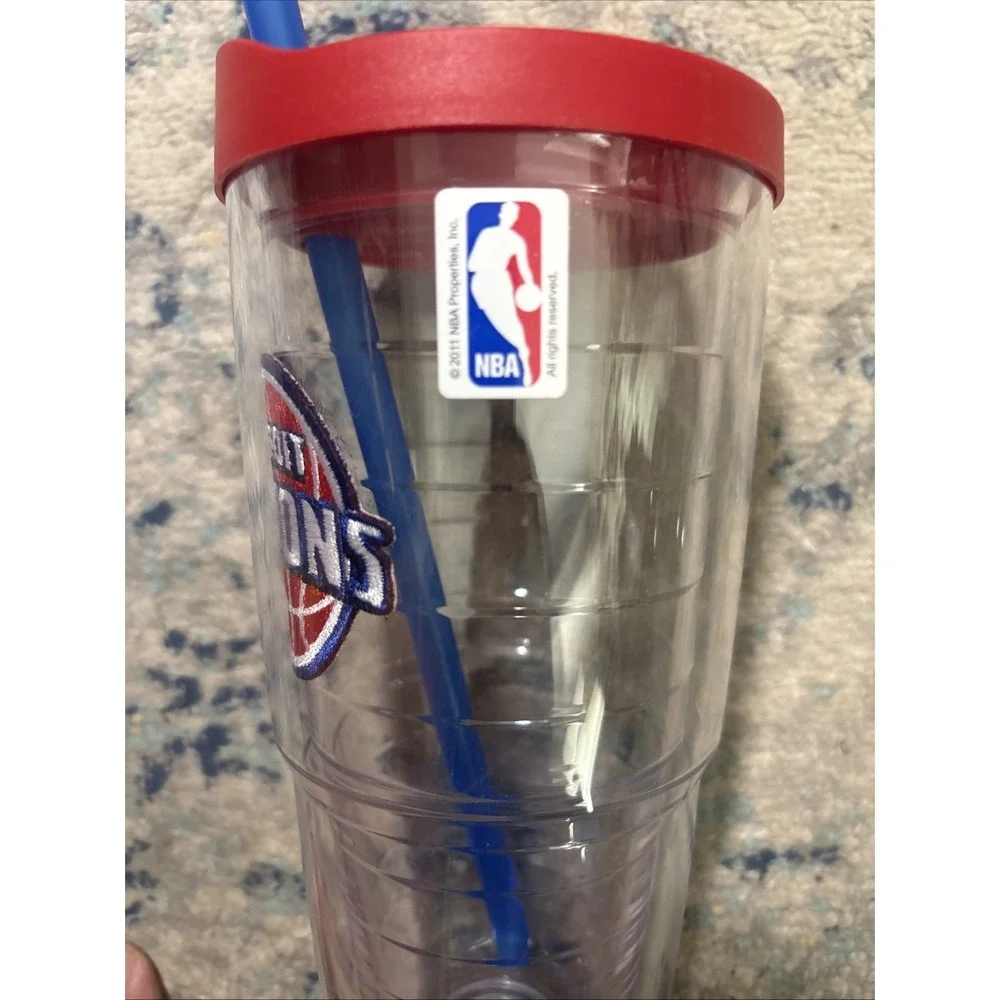 NBA Detroit Pistons 24oz Tervis Tumbler Mug Cup /w Travel Lid And Straw EUC